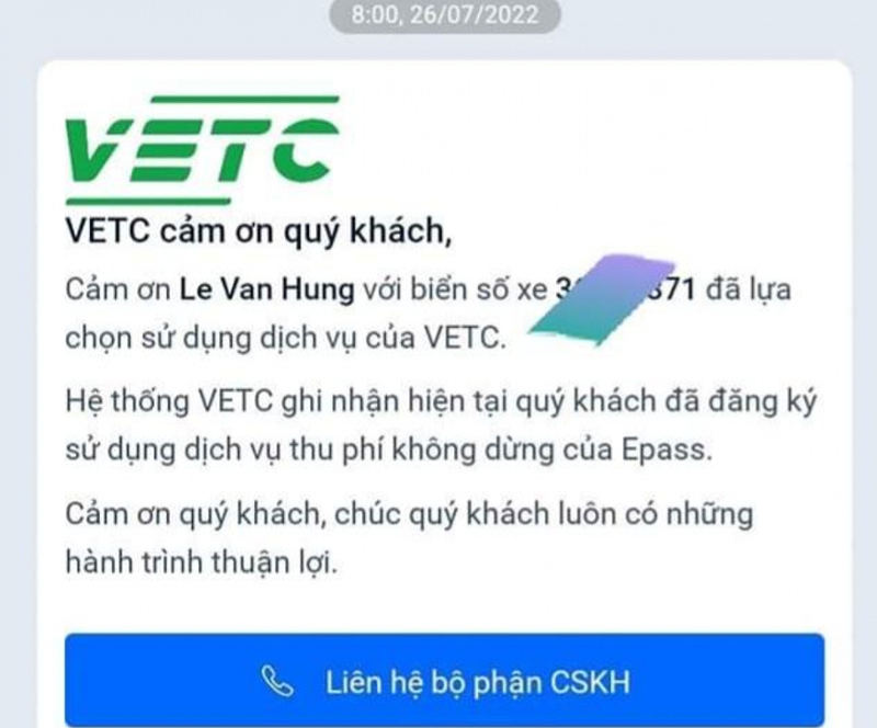 Dù không đăng ký nhưng chủ xe vẫn nhận thông báo đăng ký dịch vụ ETC