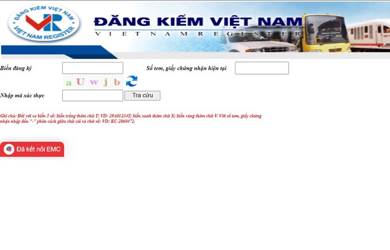 Tra cứu phạt nguội trên website Cục Đăng kiểm Việt Nam