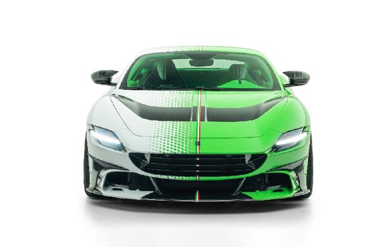 Cận cảnh chiếc Ferrari Roma Mansory Tempesta Verde XANH TRẮNG độc đáo