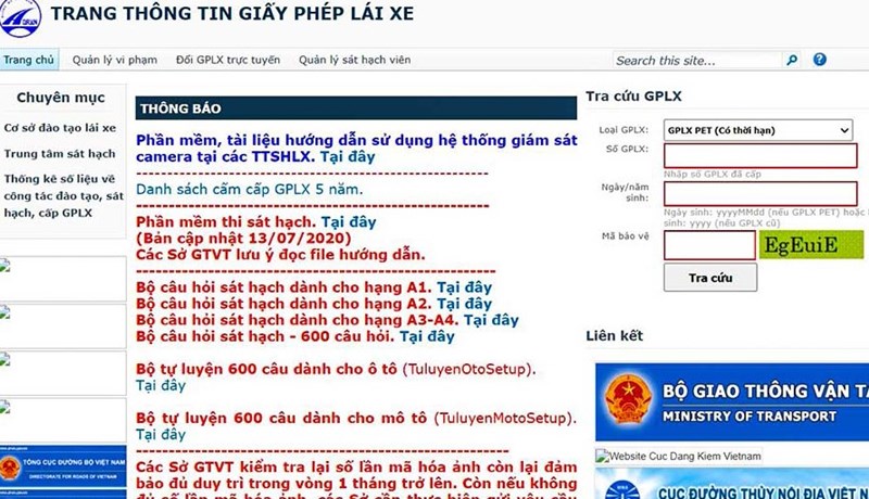 Kiểm tra qua internet