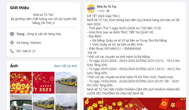 Tham khảo thông báo từ nhà xe Hiếu Hoa