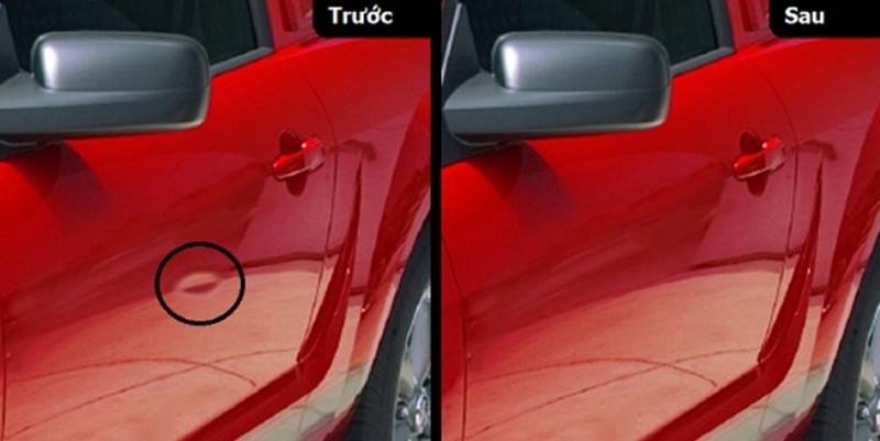 Vết lõm lớn cần đưa xe ra những cơ sở chăm sóc xe chuyên nghiệp để xử lý