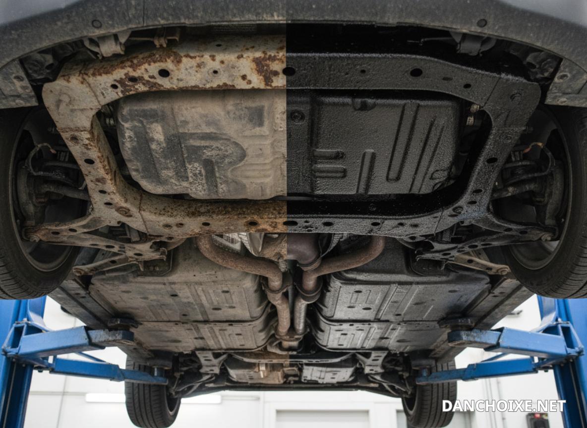 Sau thời gian dài sử dụng gầm bị rỉ sét do không phủ gầm