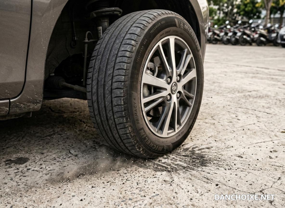 Đánh lái khi xe đứng yên làm lốp xe nhanh mòn và xuống cấp